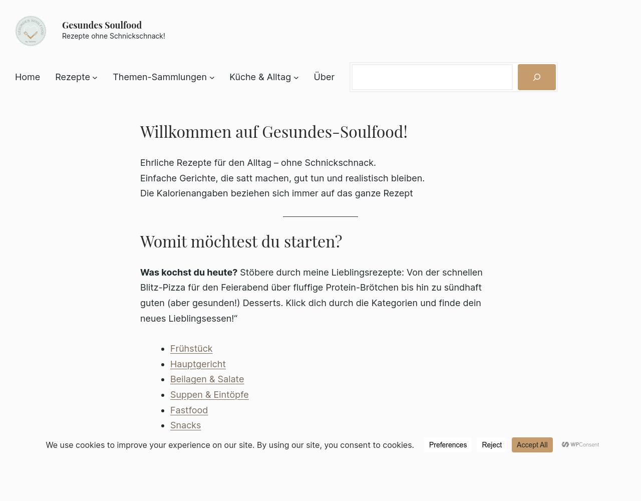 Screenshot Gesundes Soulfood Website