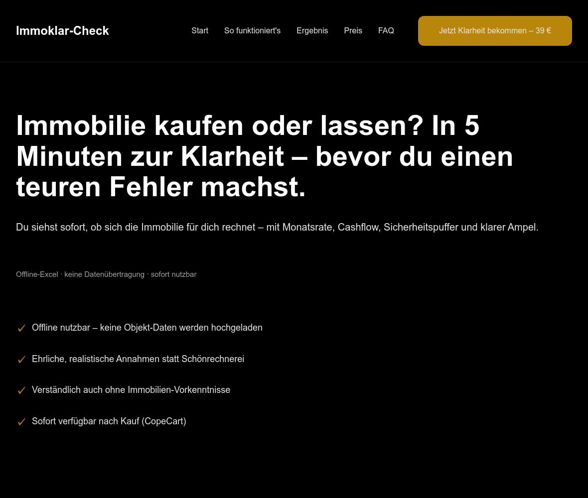 Screenshot Immoklar-Check Website